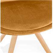 Chaise scandinave style vintage 'FIRENZA' en velours moutarde et 4 pieds en bois naturel