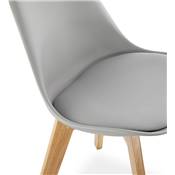 Chaise scandinave design 'Halmstad' grise avec 4 pieds en bois naturel