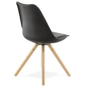 Chaise scandinave design 'Sueden' noire avec 4 pieds en bois naturel