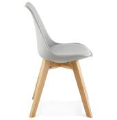 Chaise scandinave design 'Halmstad' grise avec 4 pieds en bois naturel