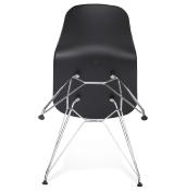 Chaise design 'Sländak Silver' noire avec 4 pieds en métal chromé