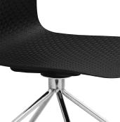 Chaise de bureau à roulettes design 'Hjül' noire avec pied en métal chromé