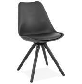 Chaise scandinave design 'Sueden Black Edition' noire avec 4 pieds en bois noir