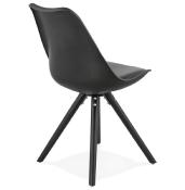 Chaise scandinave design 'Sueden Black Edition' noire avec 4 pieds en bois noir