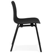 Chaise design 'Parkwood Black Edition' noire avec 4 pieds en bois noir