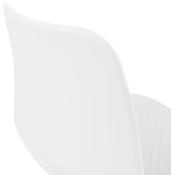 Chaise design empilable 'Style White' blanche pieds tréteaux en métal blanc
