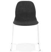 Chaise design empilable 'Teknik White' en tissu gris foncé pieds tréteaux en métal blanc