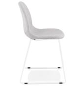 Chaise design empilable 'Teknik White' en tissu gris clair pieds tréteaux en métal blanc