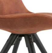 Chaise design 'Black Firenza' en microfibre marron avec 4 pieds en bois noir