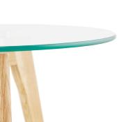 Tables basses scandinaves gigognes rondes 'Mukavä' plateau en verre 3 pieds en bois - Ø 50 cm