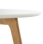 Table basse scandinave ronde 'Kölmy' plateau en bois blanc 3 pieds en bois - Ø 90 cm