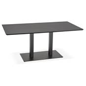 Table à diner / de salle à manger 'Tvillin Black' noire en bois pied central en fonte - 180 x 90 cm