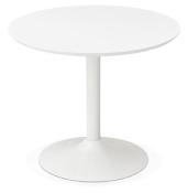 Petite table / table de réunion design 'Kontur White' blanche pied central métal blanc - Ø 90 cm