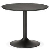 Petite table / table de réunion ronde design 'Kontur Black' noire pied central métal noir - Ø 90 cm