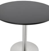 Petite table / table de réunion ronde 'Kara' noire en bois pied central acier brossé - Ø 90 cm