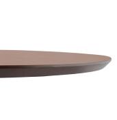 Petite table / table de réunion ronde 'Elea' plateau noyer pied central acier brossé - Ø 90 cm
