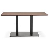 Table salle à manger 'Tvillin Black Small' noyer pied central en fonte noir - 150 x 70 cm