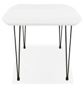 Table / table de réunion extensible 'Rym' blanche bois mat 4 pieds en métal noir - 170(270) x 100 cm
