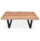 Table / table de réunion rectangulaire de style industriel 'BARNE' en bois massif pieds en métal noir - 200 x 95 cm