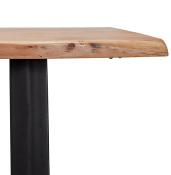 Table / table de réunion rectangulaire de style industriel 'BARNE' en bois massif pieds en métal noir - 200 x 95 cm