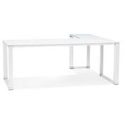 Grand bureau direction d'angle 'GLASSTOP L - XL' verre blanc pieds blanc et chromé – 200 x 100 cm