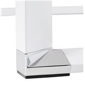 Grand bureau direction d'angle 'GLASSTOP L - XL' verre blanc pieds blanc et chromé – 200 x 100 cm