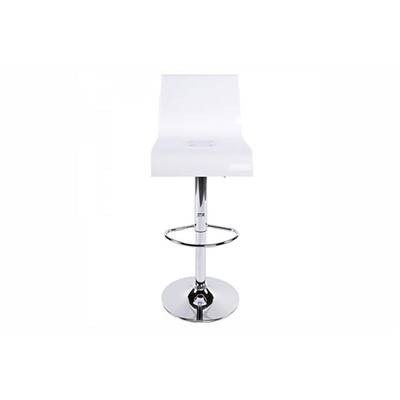 Tabouret de bar réglable design 'Ice' pivotant plexiglass blanc pied métal chromé dossier haut