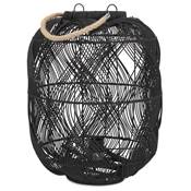 Lampe à poser design 'LANTERNA' en rotin noir tissé