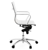 Fauteuil de Bureau design à roulettes et dossier bas 'GREATERS MINI' blanc avec pieds en métal chromé