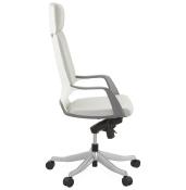 Fauteuil de Bureau design à roulettes 'ATOS' en tissu gris avec pieds en métal