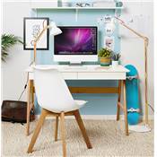 Petit bureau droit / table de travail design 'CHILD' blanc en bois pieds bois naturel - 120 x 70 cm