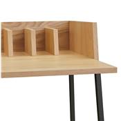 Petit bureau droit / table de travail design 'RAFFINE' bois naturel pieds métal noir - 120 x 60 cm