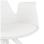 Petite chaise de bureau à accoudoirs design à roulettes 'KOOL' blanche avec pieds en métal blanc