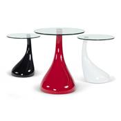 Table basse design d'appoint 'Goutte' en verre blanche pied en fibre de verre - Ø 45 cm