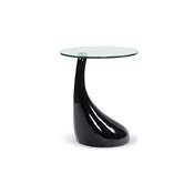 Table basse design d'appoint 'Goutte' en verre noire pied en fibre de verre - Ø 45 cm