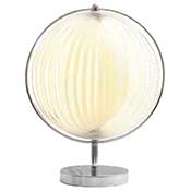 Lampe à poser boule design 'Astra' abat jour modulable en lamelles flexibles blanc structure chromé