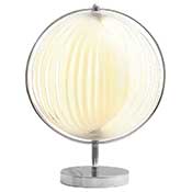 Lampe  poser design 'Astra' abat-jour rond modulable en lamelles flexibles blanc structure chrom