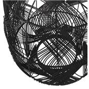 Suspension design ronde 'OMBRA' abat jour rotin noir structure métal noir réglable en hauteur