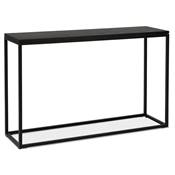 Table console style industriel rectangulaire 'HIGH FYRKANT" bois noir pieds métal noir - 120 x 35 cm