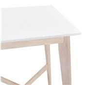 Table haute design carré 'RUSTIK' en bois blanc avec 4 pieds en bois naturel