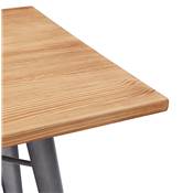 Table de bar haute design industriel carré 'METTALO' en bois foncé 4 pieds métal gris – 70 x 70 cm