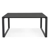 Table de réunion / bureau bench design 'MEET' noir en bois pieds en métal noir - 160 x 160 cm