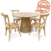 Table de salle à manger ronde design 'BIRD' plateau et pied central en bois de cèdre naturel - Ø 120 cm