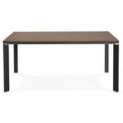 Table réunion / bureau bench design 'BIG AFER XL' noyer pieds métal noir et chromé - 160 x 160 cm