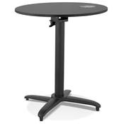 Table de salle à manger ronde pliante industriel 'BARRA' en bois noir pied central en métal noir – Ø 68 cm