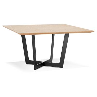Grande table scandinave carrée 'BIG VÄN' plateau bois naturel pieds en métal noir - 140 x 140 cm
