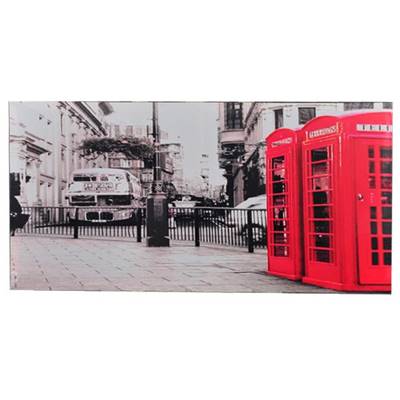 Tableau Londres 'London City' bus cabine téléphonique rouge - 100 x 50 cm