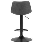 Tabouret snack réglable 'BONG' pivotant microfibre grise pied métal noir repose pieds dossier haut