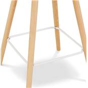Tabouret de bar scandinave 'NORSKI' blanc 4 pieds bois naturel repose pieds métal blanc dossier haut