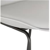 Tabouret de bar design 'GUSTO' gris avec pieds tréteaux et repose pieds en métal noir dossier haut